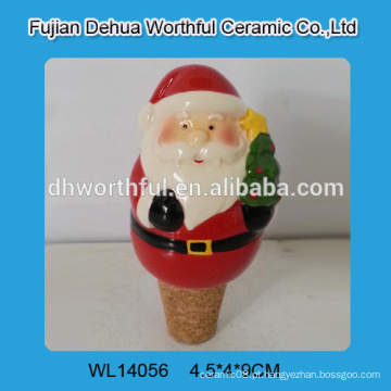 Decorativo, barato, cerâmico, Natal, vinho, rolha, santa, claus, forma